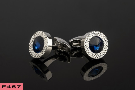 Stainless Steal Silver and Blue Pearl Cufflinks 